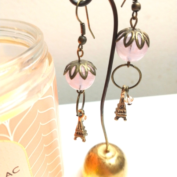 Eiffel Tower Pink Earrings - Picture 3 of 3